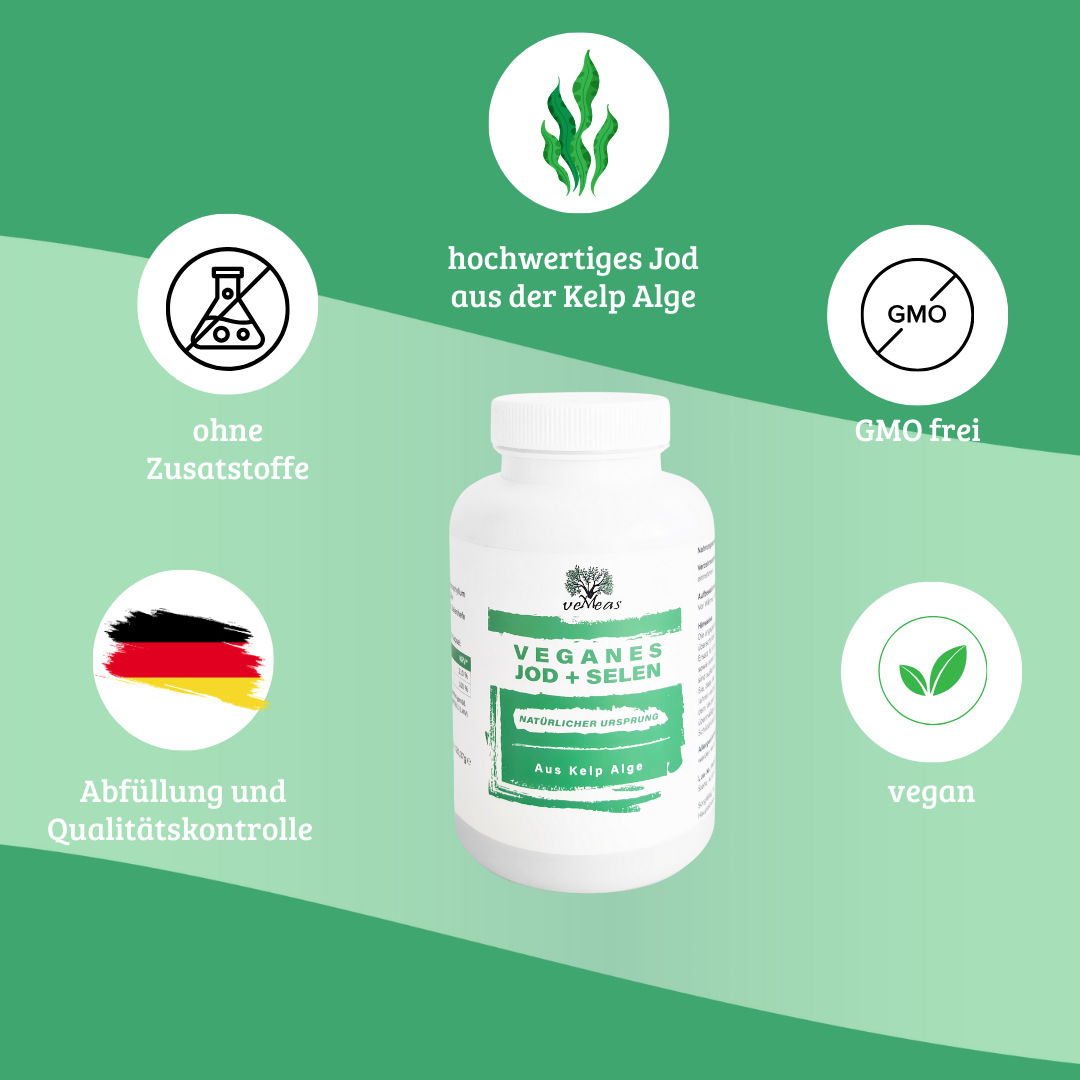 Jod (aus Kelp Alge) + Selen vegan - Vemeas