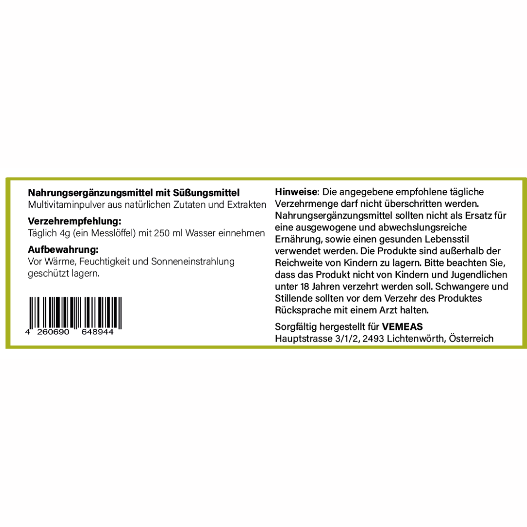 Multivitamin-Komplex mit Vitamin B Komplex und Mineralien - vegan und pflanzlich - Vemeas