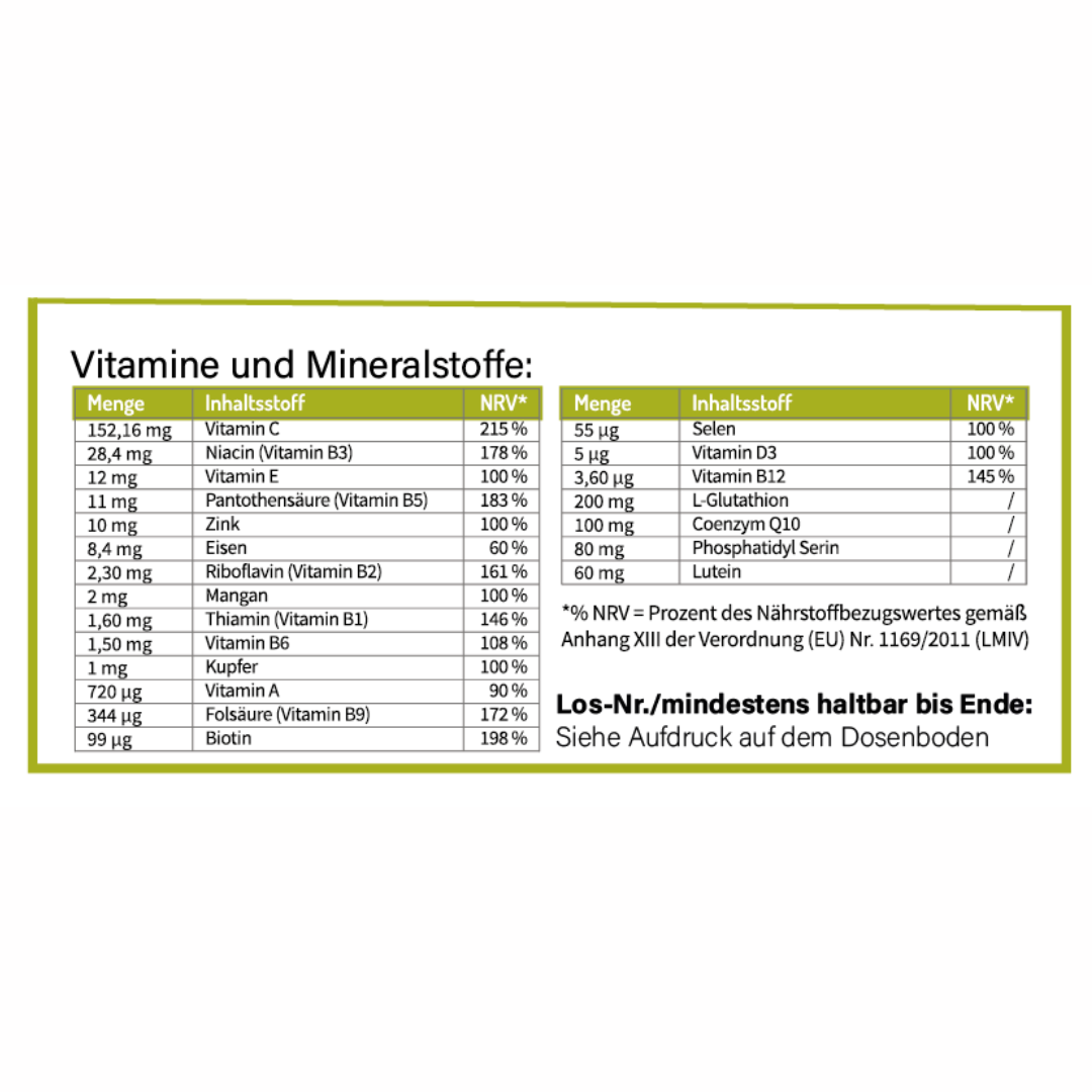Multivitamin-Komplex mit Vitamin B Komplex und Mineralien - vegan und pflanzlich - Vemeas