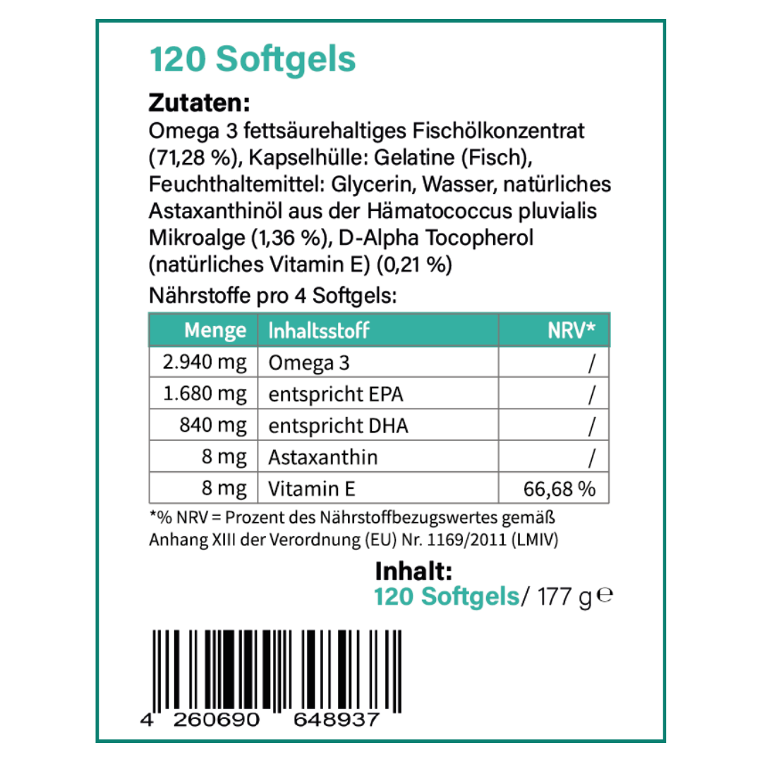 Omega 3 + Astaxanthin mit Vitamin E - Vemeas