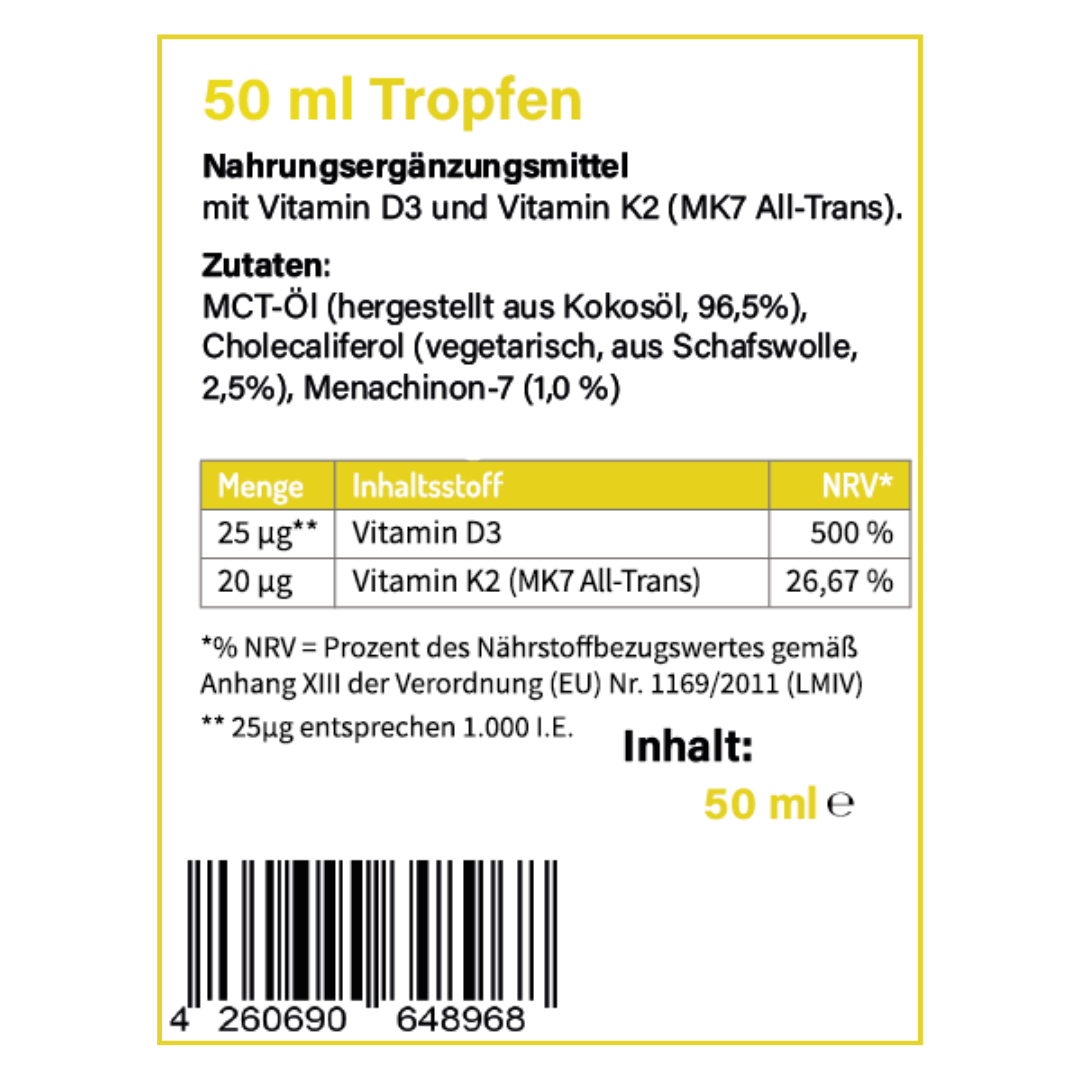 Vitamin D3 + K2 Tropfen - vegetarisch - Vemeas