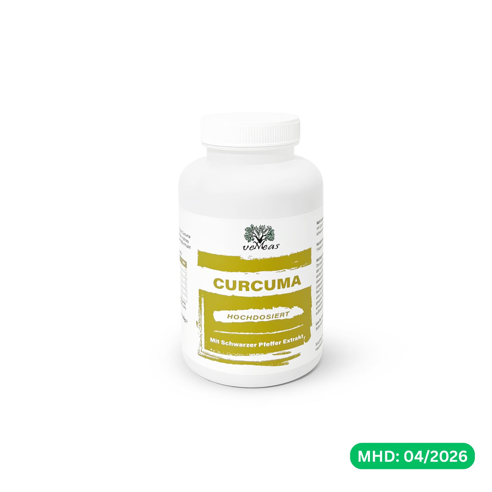 Curcuma Extrakt hochdosiert mit Schwarzem Pfeffer Extrakt - vegan