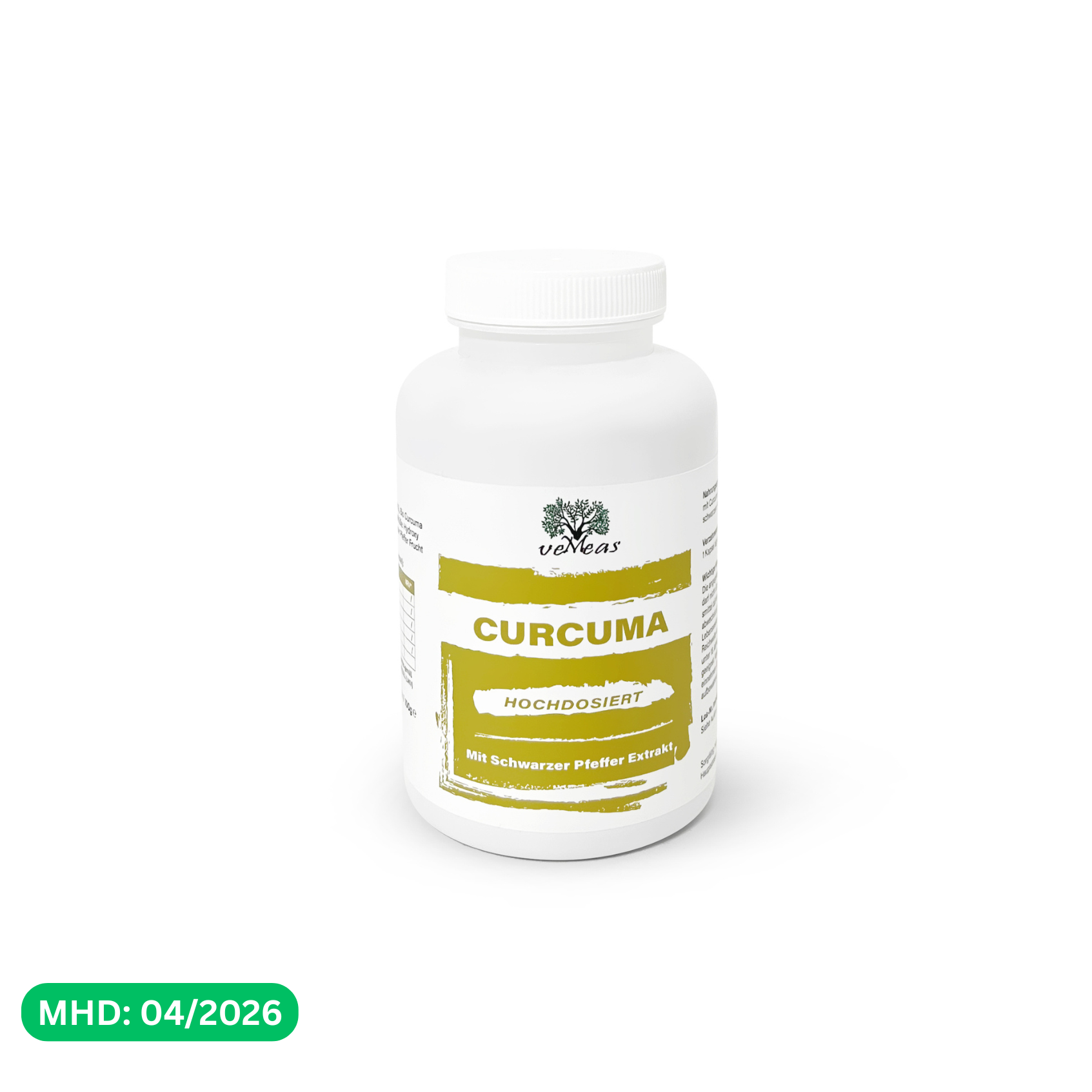 Curcuma Extrakt hochdosiert mit Schwarzem Pfeffer Extrakt - vegan - Vemeas