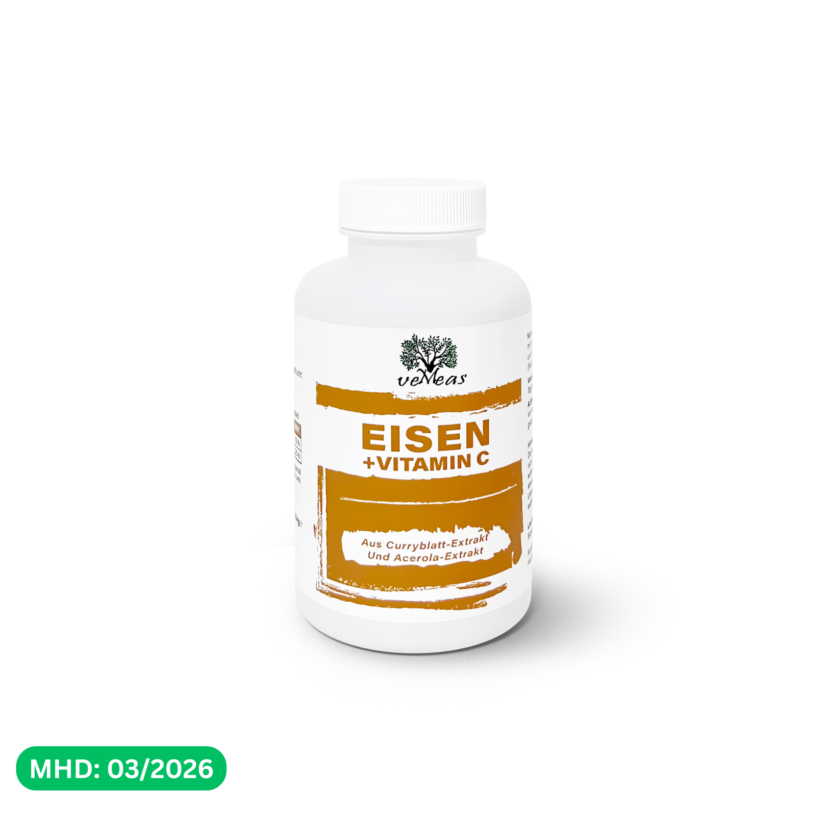 Eisen + Vitamin C ( aus Curryblatt-Extrakt und Acerola Extrakt) vegan - Vemeas
