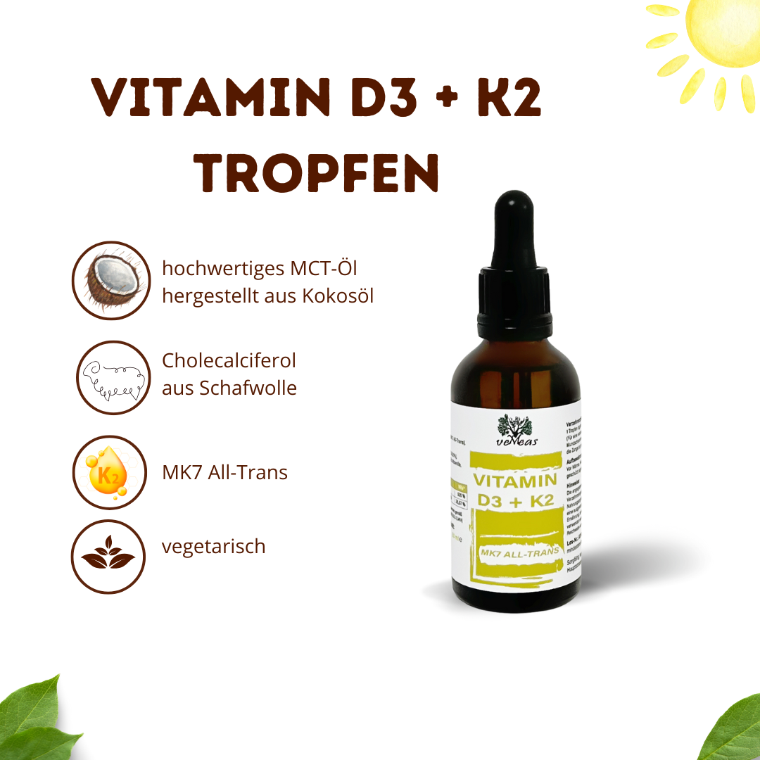 Vitamin D3 + K2 Tropfen - vegetarisch - Vemeas