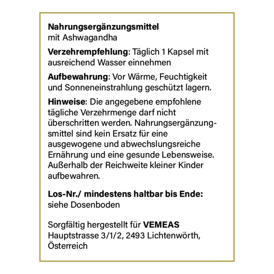 Bio Ashwaghanda Kapseln - Vemeas